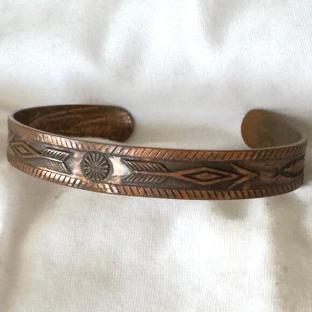 Vintage Solid Copper Bell Trading Post Cuff Bracelet Southwestern 1940s Stamped